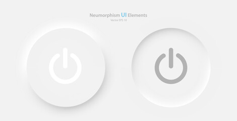 Poster - a set of round power buttons on a white background. user interface elements in the style of neumorph