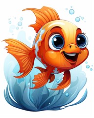 Wall Mural -  a goldfish with big eyes and a smile on its face.  generative ai