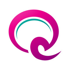 Wall Mural - Magenta and Green Hook Shaped Letter Q Icon