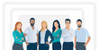 Experts. The team of six business people. Business vector illustration