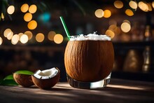 Cocktail With Coconut, Coconut In A Glass