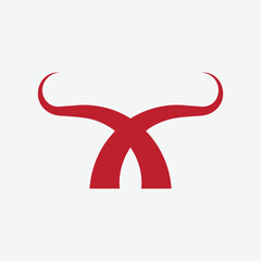 Poster - letter x horn bull initial minimal logo design