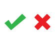 © stefanbalaz - Green and red button. Green check mark and red cross. Isolated flat vector sign symbol. Checkmark icon set. Checkmark right symbol tick sign. Flat vector icon. Test question. EPS 10.