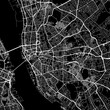 1:1 square aspect ratio vector road map of the city of  Liverpool in the United Kingdom with white roads on a black background.