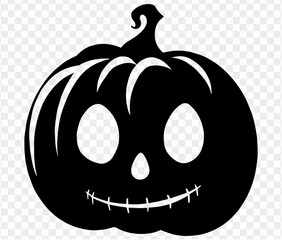 Wall Mural - Isolated vector illustration of Halloween pumpkin icon featuring scary and funny pumpkin monster face on white background.