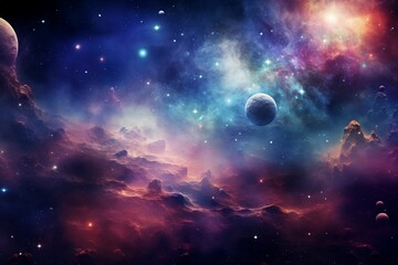 Wall Mural - abstract colorful cosmos background. planets and galaxies, sky and stars in universe.