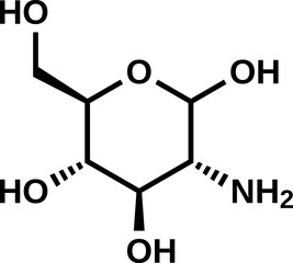 Wall Mural - D-glucosamine structural formula, vector illustration