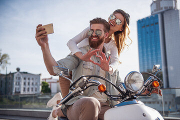 Wall Mural - Couple on scooter