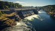 Hydroelectric dam and power plant. Generative AI