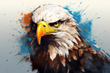 Fototapeta  - Portrait of a eagle watercolor style, Generative AI