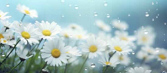 Canvas Print - Daisy blooms in rain nature setting