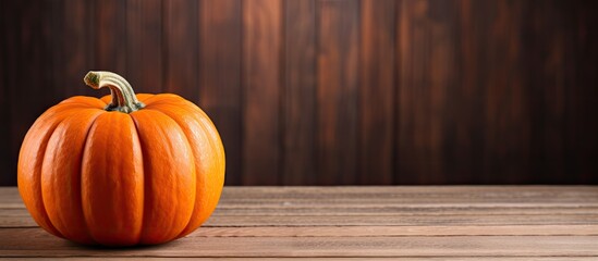 Sticker - Tiny pumpkin in autumnal hue atop wooden surface