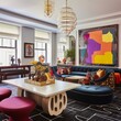 Maximalist Manhattan Apartment. Maximalism interior design with artsy paintings.