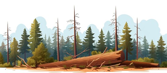 Wall Mural - Deforestation of carvel pines through timber harvesting in coniferous forests