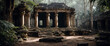 Exotic ancient city temple ruins deep in the forest

