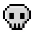 Pixel illustration of a skeleton head