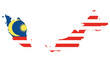 Map of Malaysia with Malaysian flag