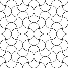 Poster - Geometric seamless pattern. Repeating abstract background. Geometry tileable. Repeated cool black line isolated on white background. Check prints for design. Mark repeat trellis. Vector illustration