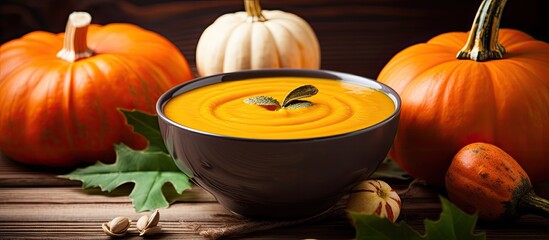 Poster - Thanksgiving themed pumpkin soup with a festive touch