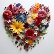 Herz aus Blumen, Blüten und Blättern