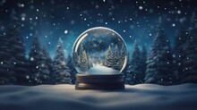 A Snow Globe With A Wintery Evergreen Scene Generative AI