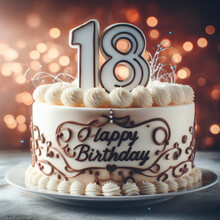 Birthday Cake With Number 18 On Top. Ai Generative