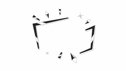 Poster - Golden decorated frame with stars bw 2D object animation. Shiny gold border outline cartoon 4K video, alpha channel. Gemstones ornate square frame animated element isolated on white background