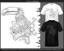 Toucan Bird Mandala Arts Isolated On Black And White T Shirt.