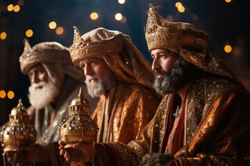 Día de los Reyes Magos. Los reyes Magos del Oriente. Melchor, Gaspar Baltasar The Volchas who brought gifts to the newborn Jesus Christ.