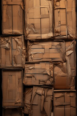 Poster - A pile of cardboard boxes stacked on top of each other. This versatile image can be used to represent storage, moving, shipping, or organization