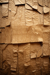 Poster - A collection of brown paper pieces displayed on a wall. This versatile image can be used for various purposes, such as backgrounds, textures, or crafts