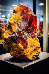 Poster - A piece of rock sitting on a table. Can be used to depict stability, nature, or as a metaphor for strength and resilience