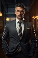Aufkleber - A professional man dressed in a suit and tie posing for a picture. This versatile image can be used in various business and corporate contexts