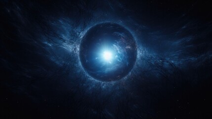 Wall Mural - planet in space. blue star formed in an eclipse. abstract galaxy. colorful space galaxy cloud nebula