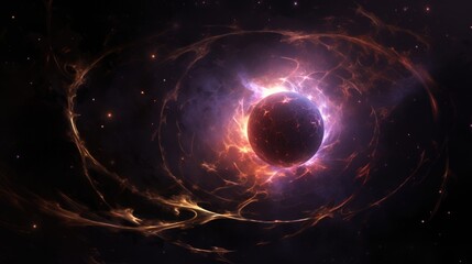Wall Mural - planet in space. purple star formed in an eclipse. abstract galaxy. colorful space galaxy cloud nebu