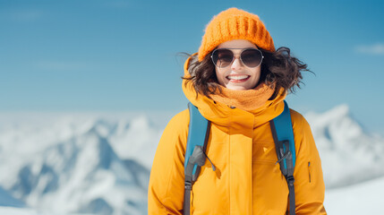 Wall Mural - woman in the mountains