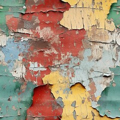 Poster - Aged Paint and Chipped Colors Pattern