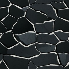 Poster - Cracked Asphalt and Road Markings Pattern