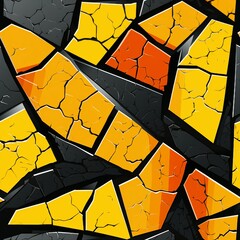 Poster - Cracked Asphalt and Road Markings Pattern