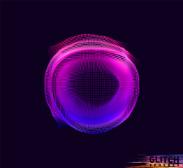 Poster - Corrupted violet point sphere. Abstract vector colorful mesh on dark background. Futuristic style card.