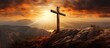 The stunning mountain sunrise and Easter Cross create a powerful Easter photo symbolizing Jesus crucifixion and resurrection