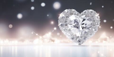 Wall Mural - A heart shaped diamond on a shiny surface.