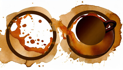 Wall Mural - coffee stains isolated on a transparent background royalty high quality free stock png image of coffee and tea stains left by cup bottoms round coffee stain isolated cafe stain fleck drink beverage