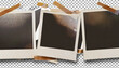polaroid photo frames with tape strips on transparent background extracted isolated png file