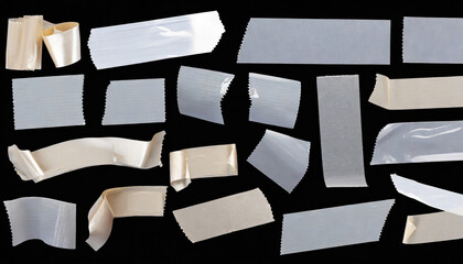 Sticker - collection of adhesive tape pieces on transparent background isolated