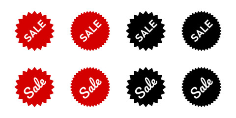 Poster - basic red and black sale product promotion sticker or adhesive tag label badge symbol sign icon set.
