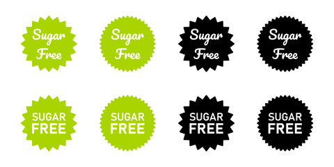Poster - sugar free green and black round stamp label badge tag icon set. vector image.