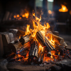 Sticker -  A glowing ember in a fireplace. 
