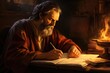 Apostle Paul writing his epistles.
