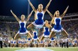 Cheerleaders performing a synchronized routine at halftime.